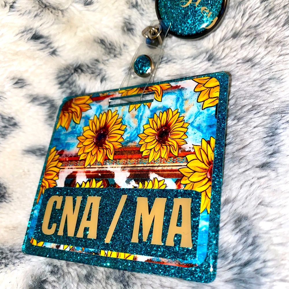 Sunflower & Teal Badge Buddy